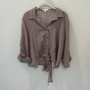 Striped Crop Blouse, tie bottom, great condition